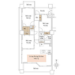 クレッセントしながわ公園ビュータワー 3LDKの間取図画像
