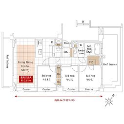 ピアース初台 3LDKの間取図画像