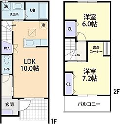 LVR 2階2LDKの間取り