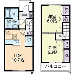 CLASSEED（メゾネット） 2階2LDKの間取り