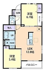 ファミーリエ　A 1階2LDKの間取り