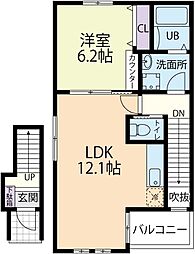 Ruina （ルイーナ） 2階1LDKの間取り