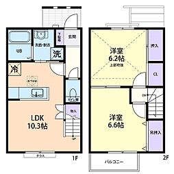 Sun　Park　Ilis 2階2LDKの間取り