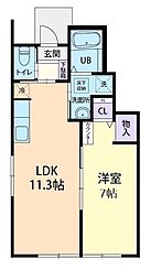 Gracieux　なみき 1階1LDKの間取り