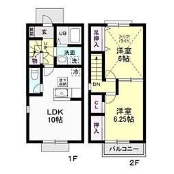 カルス大宮 2LDKの間取図画像