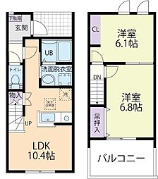 リュミエール.コーケツ 2LDKの間取図画像