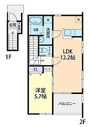 9/1(仮称)下妻市鎌庭1LDK 1LDKの間取図画像