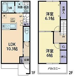 カーサフォレスタ 2LDKの間取図画像