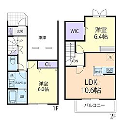 10/15(仮称)日光市森友テラスハウス A 2LDKの間取図画像