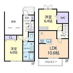 10/15(仮称)日光市森友テラスハウス A 2LDKの間取図画像