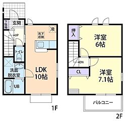 ラシュレ 2LDKの間取図画像