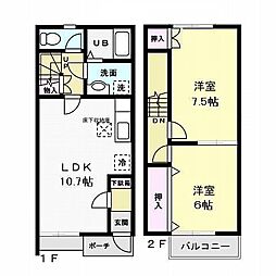 クレール2 2LDKの間取図画像