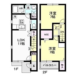 ブリーズ那珂 2LDKの間取図画像