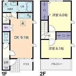 グランソレーユ 2DKの間取図画像