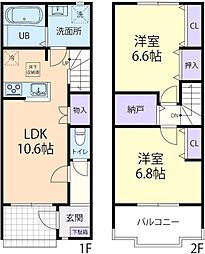 SUN and WIND A 2LDKの間取図画像
