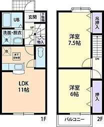 グリーンテラス 2DKの間取図画像