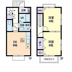 レオパレス小園 2DKの間取図画像
