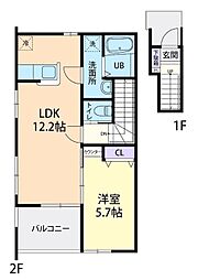 12/1(仮称)栃木市箱森町1LDK 1LDKの間取図画像