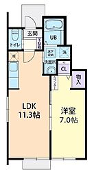12/15(仮称)秩父市中宮地町1LDK 1LDKの間取図画像