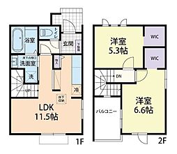 12/1(仮称)秩父市中宮地町テラスハウスA 2LDKの間取図画像