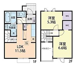 12/1(仮称)秩父市中宮地町テラスハウスA 2LDKの間取図画像