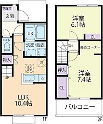 12/15(仮称)筑西市蓮沼テラスハウス 2LDKの間取図画像
