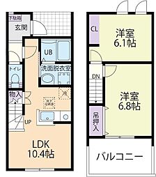 プリムローズB 2LDKの間取図画像