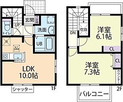 27.1.15(新築)寄居町赤浜テラスハウス 2LDKの間取図画像