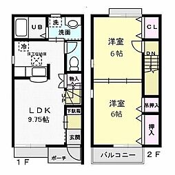 グラシア壱番館 2DKの間取図画像