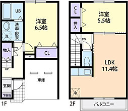 ガラージェ 2LDKの間取図画像