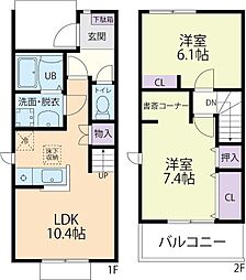 2/15(仮称)伊達郡桑折町桑島五テラスハウス A 2LDKの間取図画像