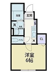 カーサアリエッタ 1Kの間取図画像