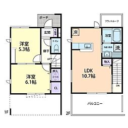 チェリーブロッサム 2LDKの間取図画像