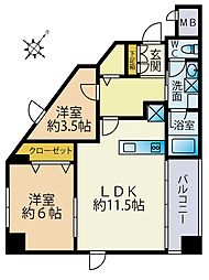 文京目白台ハイツ 2LDKの間取図画像