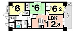 アルモード京都高辻 3LDKの間取図画像