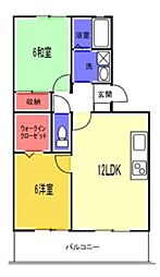 レーブドミール 2LDKの間取図画像