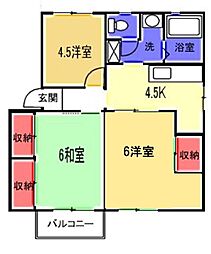 ひかりハイツ 3Kの間取図画像