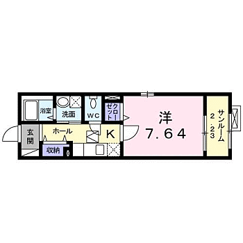 ヴィラ・サン・サン 203｜福井県鯖江市水落町第10号32番地(賃貸アパート1K・2階・31.77㎡)の写真 その2