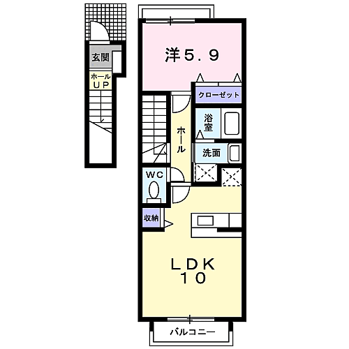 バーミィ　ガーデン　Ｂ 202｜福井県鯖江市丸山町2丁目11－16(賃貸アパート1LDK・2階・41.98㎡)の写真 その2