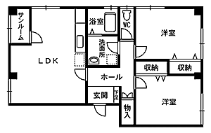 メゾン・ド・ティラ 202｜福井県鯖江市水落町1丁目12-25-1(賃貸マンション2LDK・2階・66.30㎡)の写真 その2