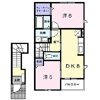 ヴィラ　サン　Ｃ 202｜福井県鯖江市水落町3丁目14－12－3(賃貸アパート2DK・2階・49.86㎡)の写真 その2