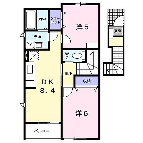 グレイスフル　ガーデン 202｜福井県鯖江市丸山町2丁目5－6(賃貸アパート2DK・2階・50.86㎡)の写真 その2