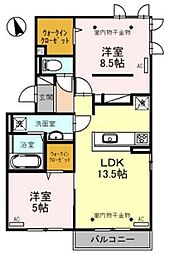 Continuer S(コンティニュエ　エス) 3階2LDKの間取り
