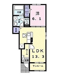 グランドゥール　糺 1階1LDKの間取り