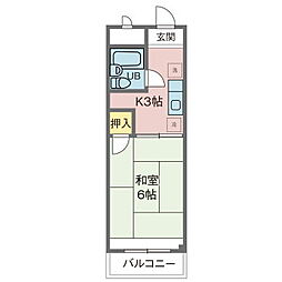 藤田マンション 1Kの間取図画像