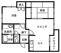 マンハイム敦賀 2LDKの間取図画像