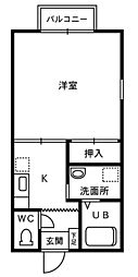 ロイヤル櫛林2 1Kの間取図画像