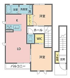 プラウド古田刈 2LDKの間取図画像