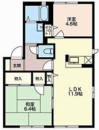 ミレニアムタウン2000 1階2LDKの間取り