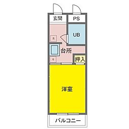 藤田マンション 1Kの間取図画像